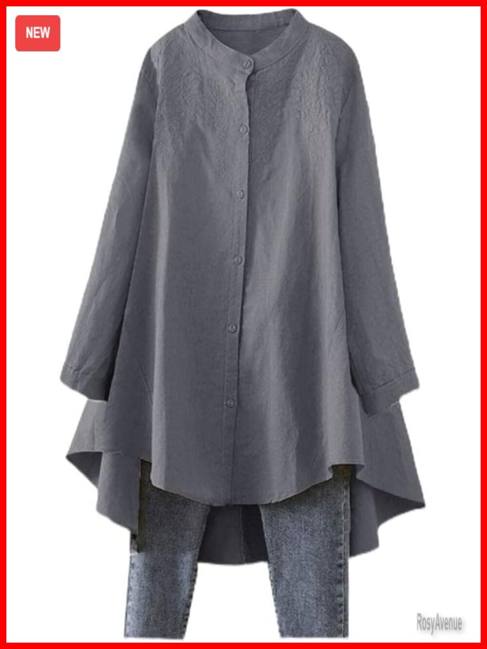 Cotton Linen Button Down Shirt Embroidered Loose Blouse